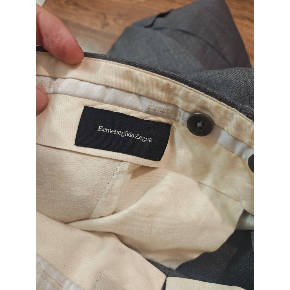 Ermenegildo Zegna Mens Regular Fit Wool Dress Trousers 36x32 Gray Business - Picture 7 of 9